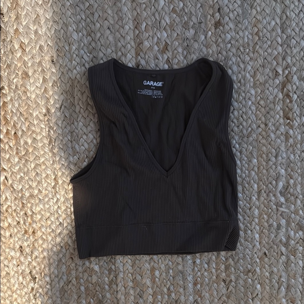 Garage Brown Sleeveless Crop Tank Top